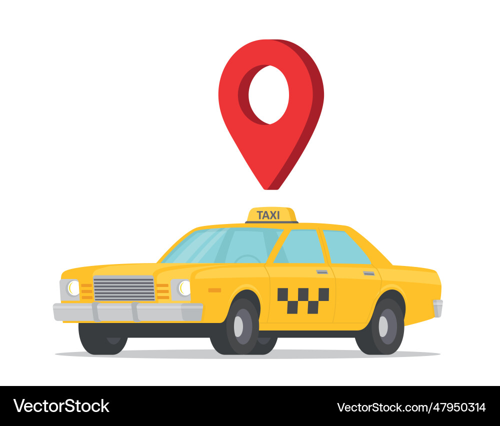 Taxi cab map pointer car flat style - stock vector image