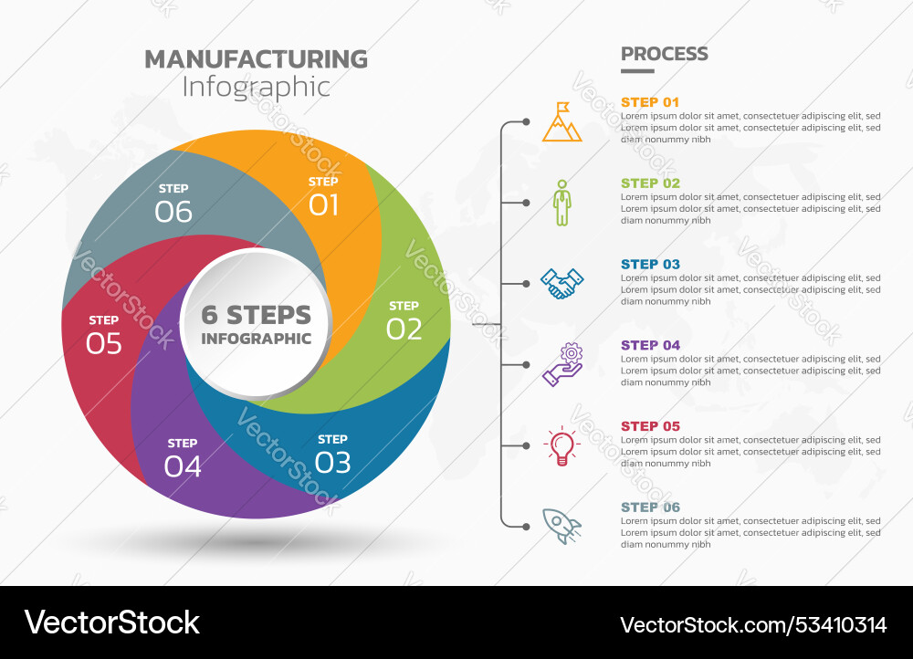 Visual data presentation cycle diagram with 6 Visual data presentation cycle diagram with 6 vector image