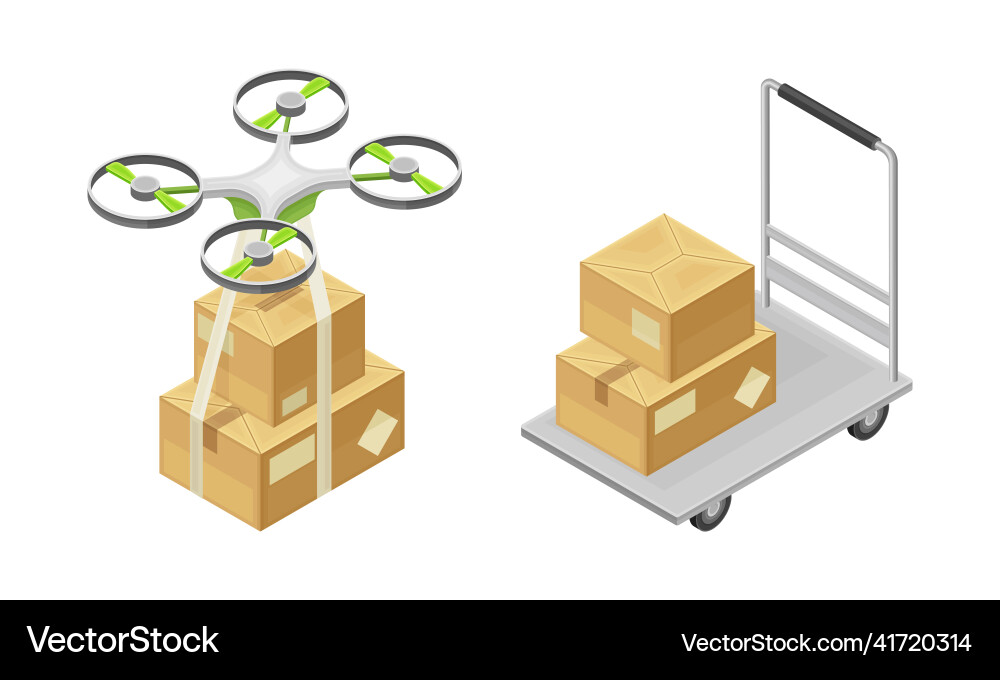 Warehouse objects set storage and delivery Warehouse objects set storage and delivery vector image