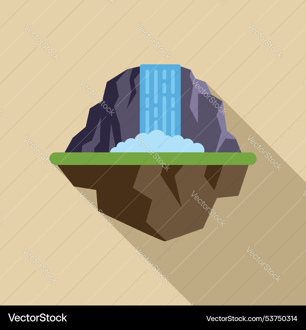 Waterfall cascading from mountain on floating Vector Image