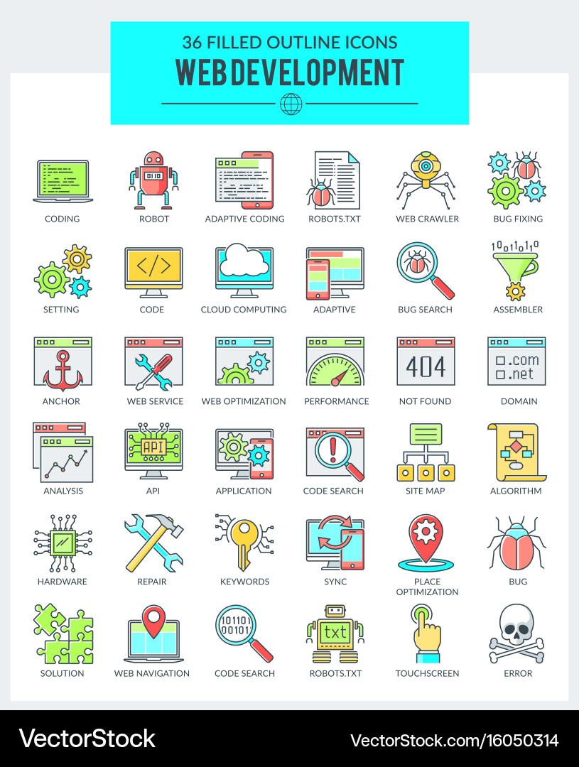 Web development and programming icons vector image