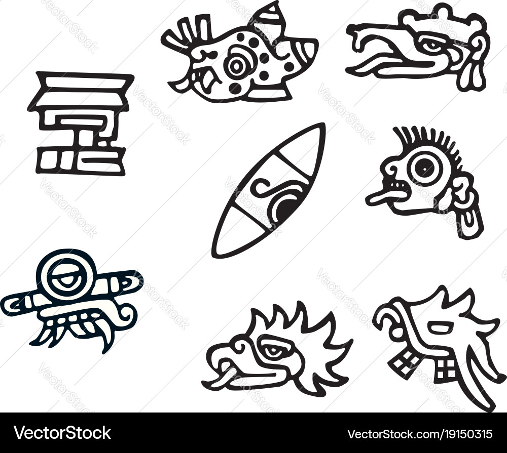 Ancient Mayan Symbols & Artwork Vector Image
