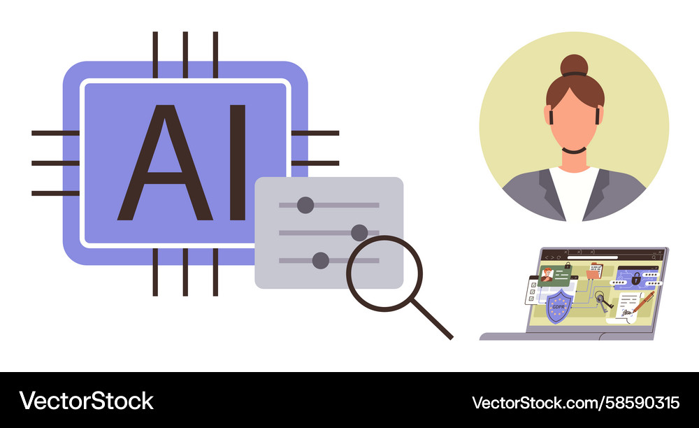 Artificial intelligence concept with neural chip Artificial intelligence concept with neural chip Vector Image