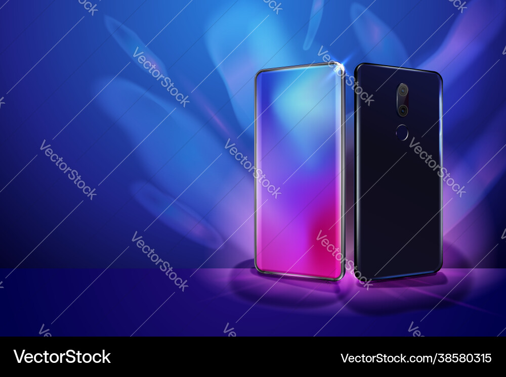 Back and front smartphone view realistic mobile Back and front smartphone view realistic mobile vector image