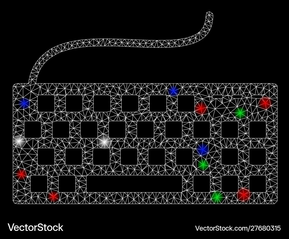 Bright mesh wire frame wired keyboard with light Bright mesh wire frame wired keyboard with light vector image