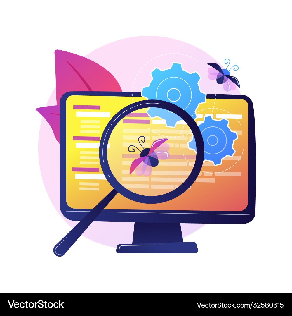 Bug fixing and software testing concept Vector Image