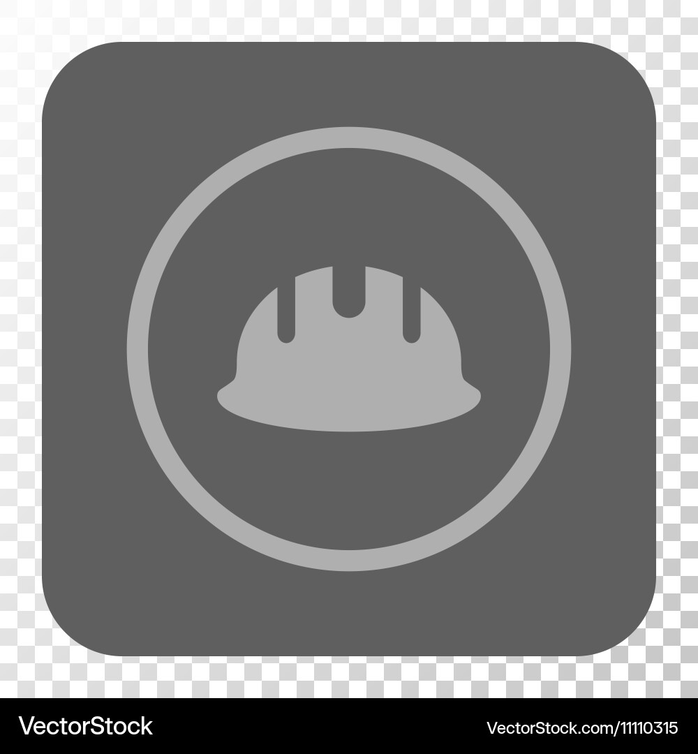 Builder hardhat rounded square button vector image