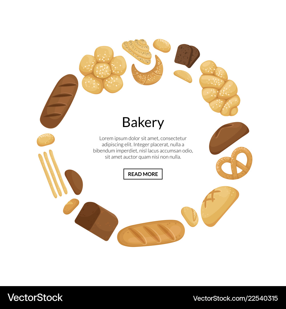 Cartoon bakery elements in circle shape Vector Image