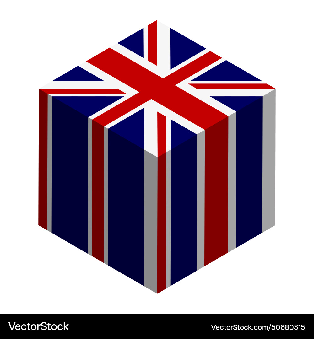 Cube flag of united kingdom Cube flag of united kingdom vector image