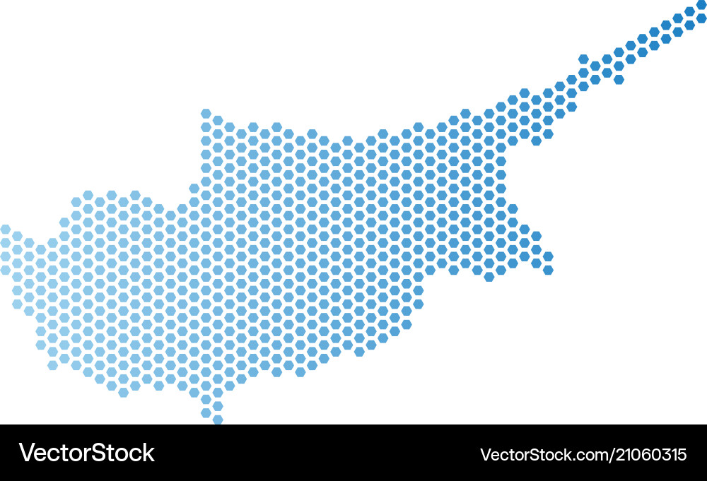 Cyprus island map hexagonal scheme Cyprus island map hexagonal scheme Vector Image