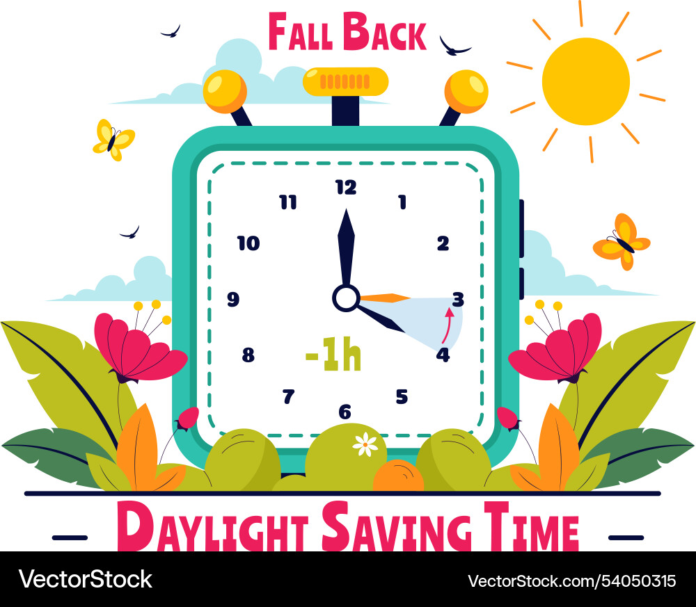 Daylight saving time with alarm clock Daylight saving time with alarm clock vector image