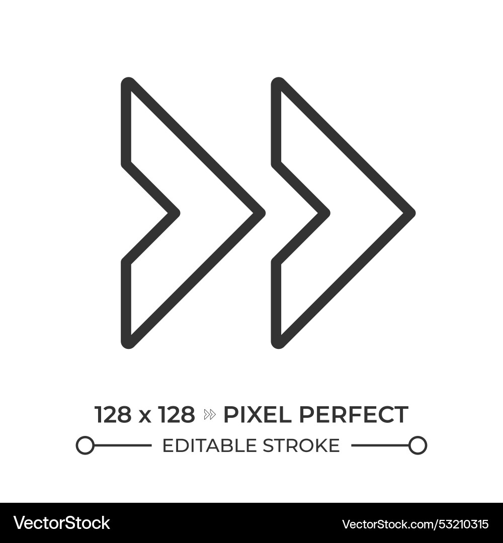 Double right arrow linear icon Double right arrow linear icon vector image