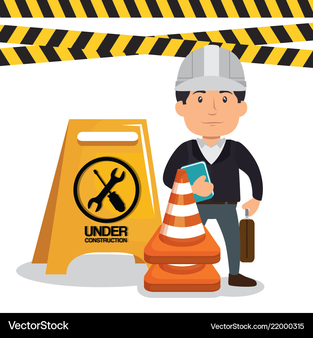 Engineer character working icon Vector Image