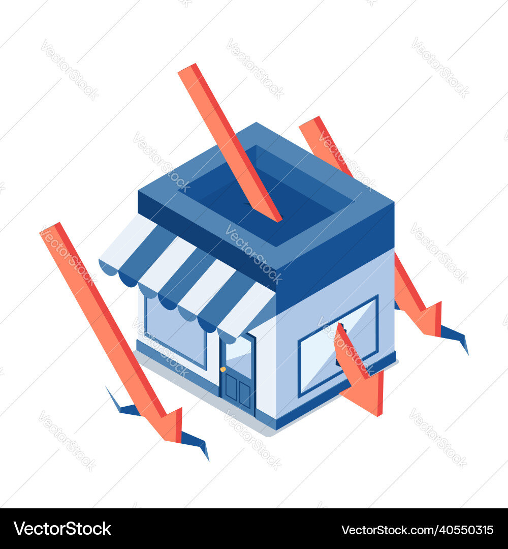 Falling Arrow Through Storefront vector image