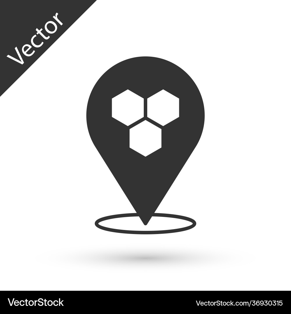 Grey honeycomb bee location map pin pointer icon Grey honeycomb bee location map pin pointer icon Vector Image
