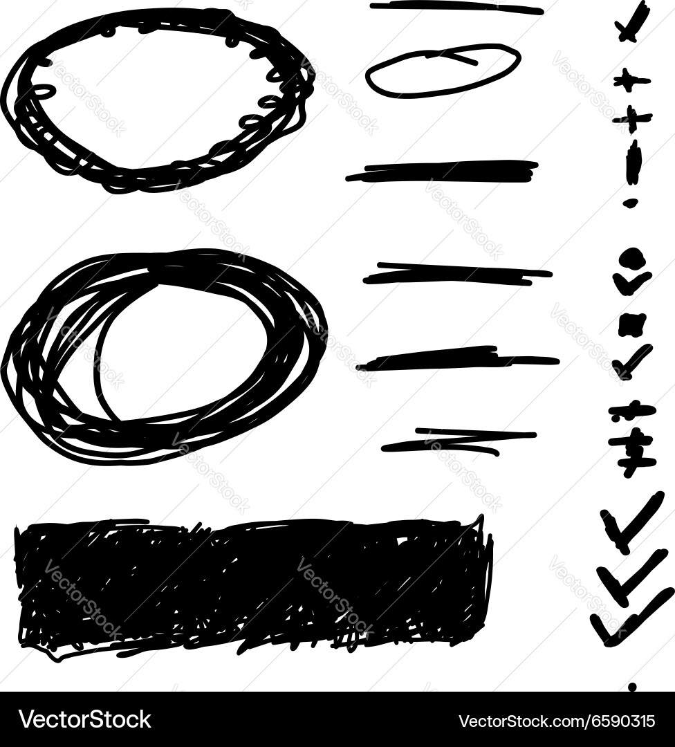 Hand drawn frames lines and circle collection vector image