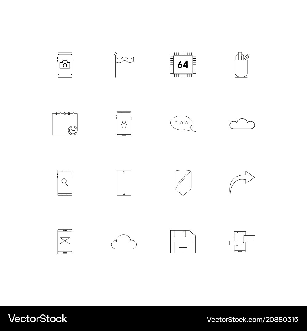 Internet technologies linear thin icons set Vector Image