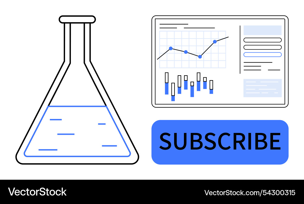 Laboratory flask and dashboard analysis Vector Image