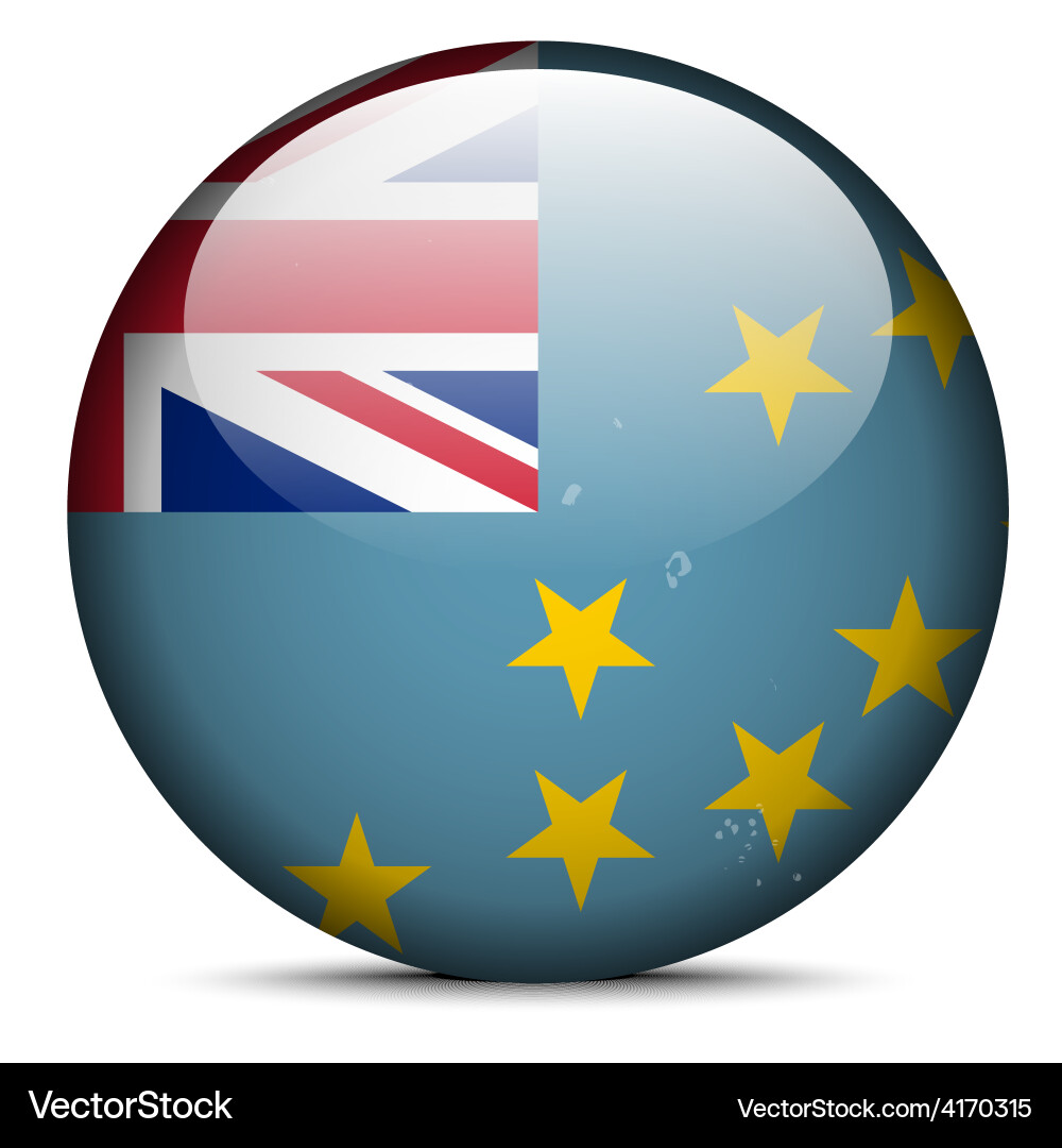Map on flag button of tuvalu Vector Image