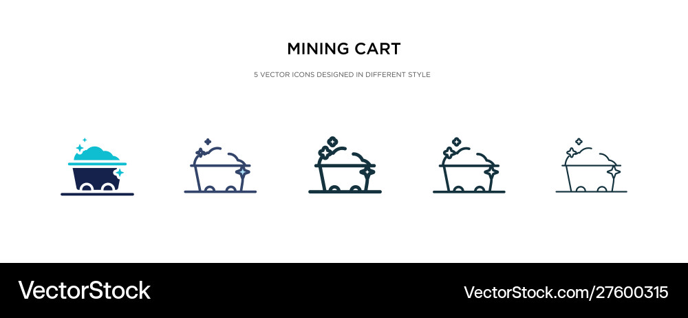 Mining cart icon in different style two colored Vector Image