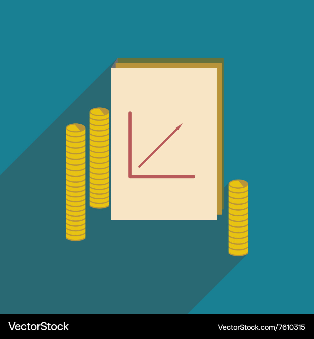 Modern flat icon with shadow report and coins Vector Image
