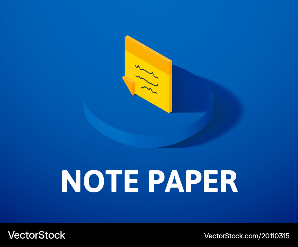 Note paper isometric icon isolated on color Vector Image