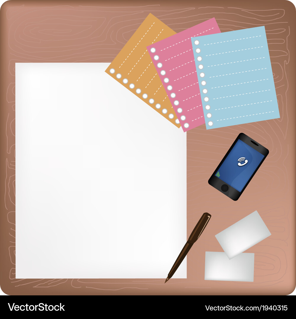Pen and smartphone on a blank page with envelope vector image