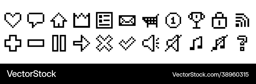 Pixel 8-bit game icons Vector Image