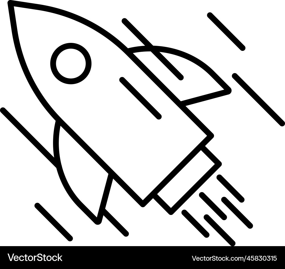 Rocket line icon on transparent background Vector Image