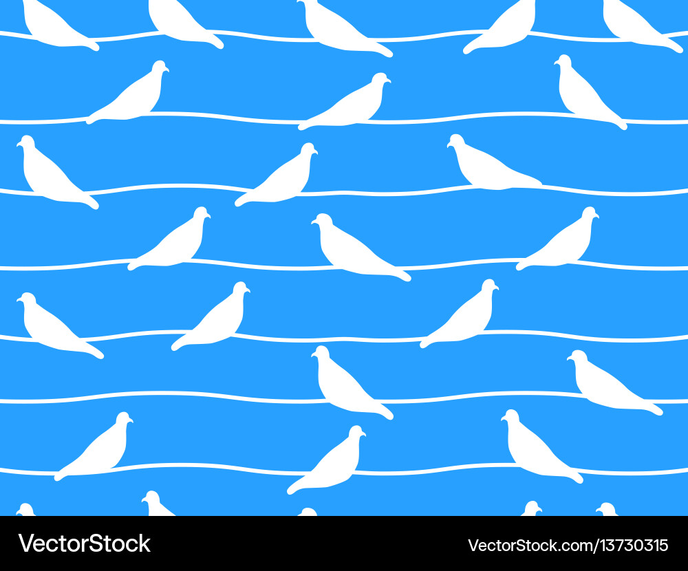 Seamless pattern with doves on wires Seamless pattern with doves on wires vector image