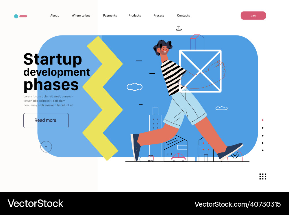 Startup website landing template Startup website landing template vector image