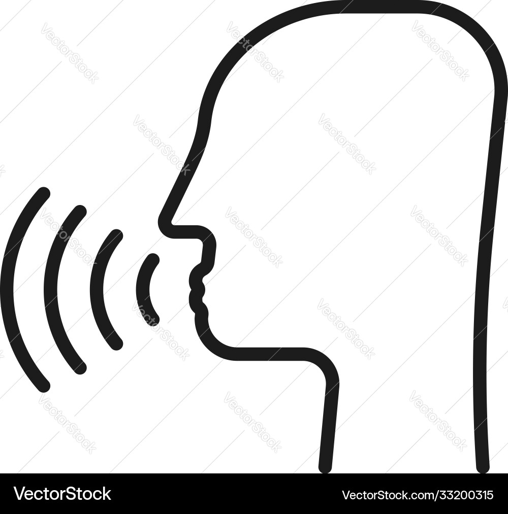 Thin line head like voice command Vector Image