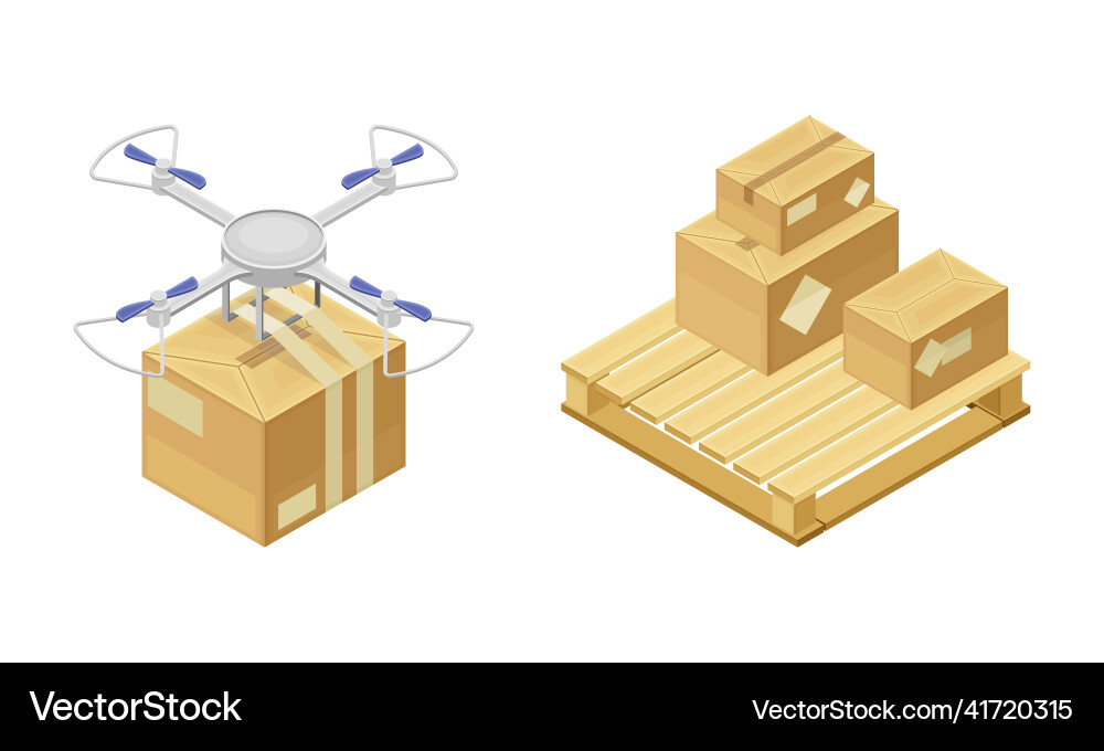 Warehouse objects set storage and delivery Vector Image