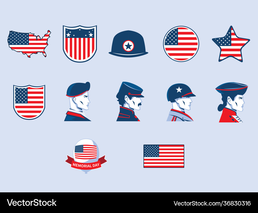 American flags soldiers vector image