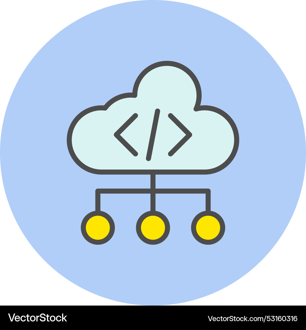 Cloud coding line filled circle icon Vector Image