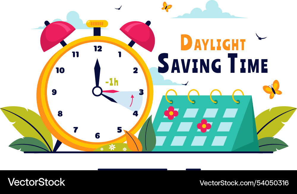Daylight saving time with alarm clock Daylight saving time with alarm clock vector image