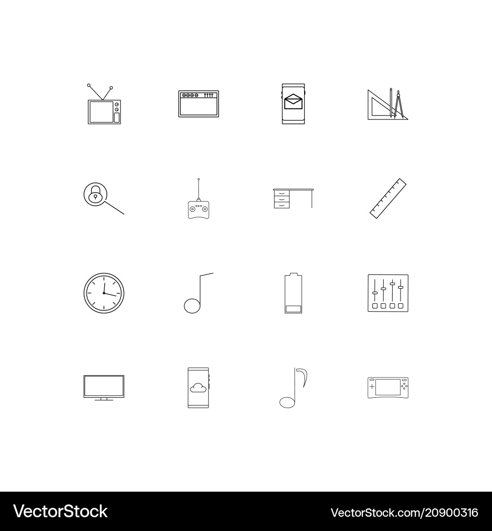 Devices linear thin icons set outlined simple vector image