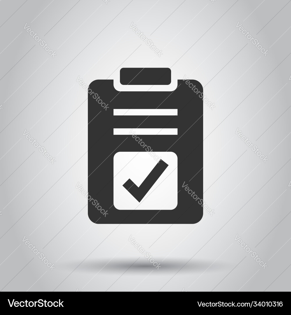 Document checkbox icon in flat style test Vector Image