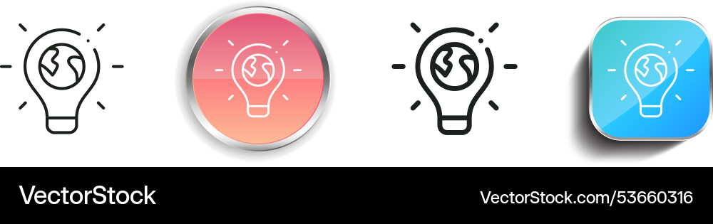 Earth hour icon thin linear regular and button Earth hour icon thin linear regular and button vector image