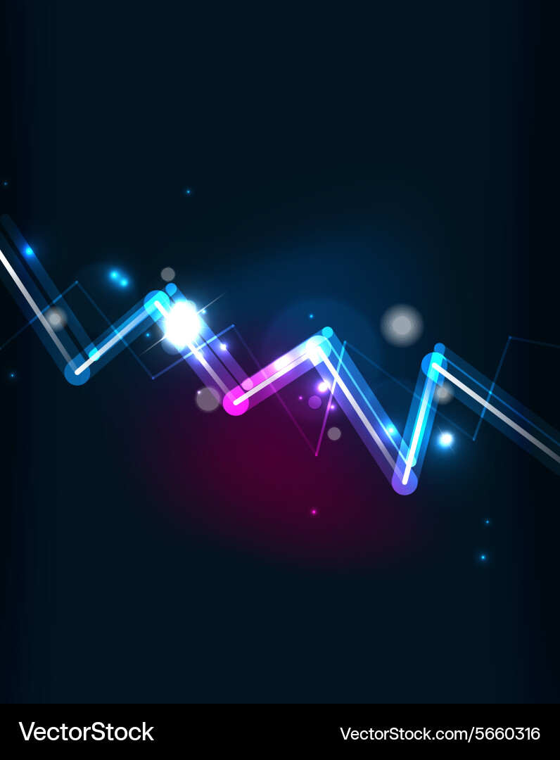 Glowing line down graph in dark space vector image