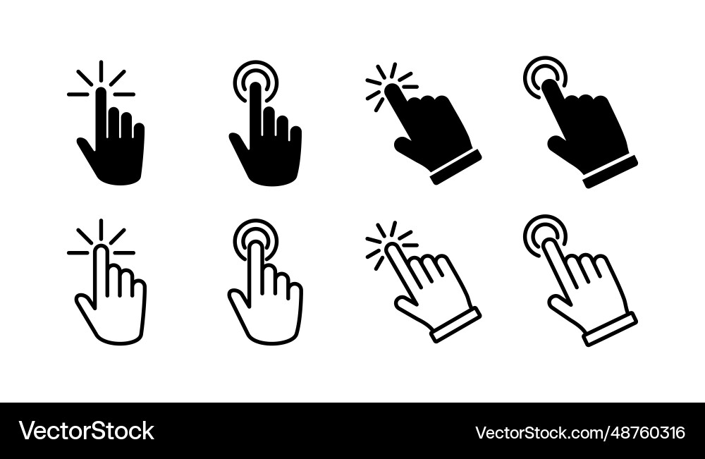 Hand click icon clicking finger pointer vector image