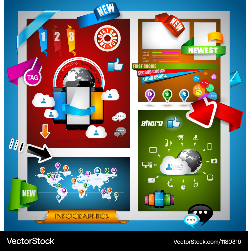 Infographic with cloud computing concept vector image