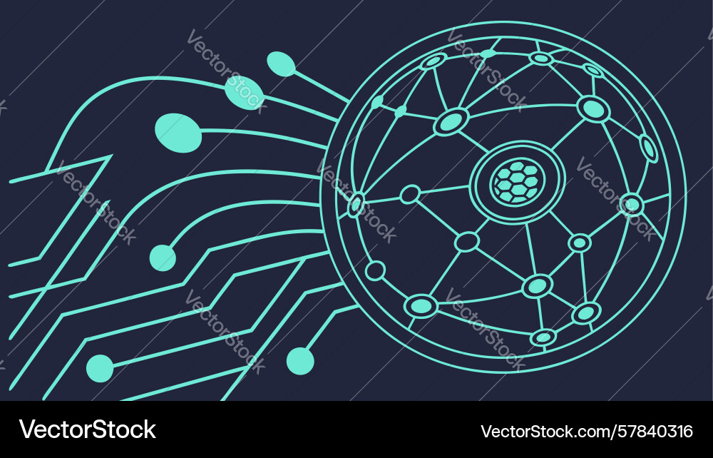 Interconnected nodes and circles abstract tech Vector Image