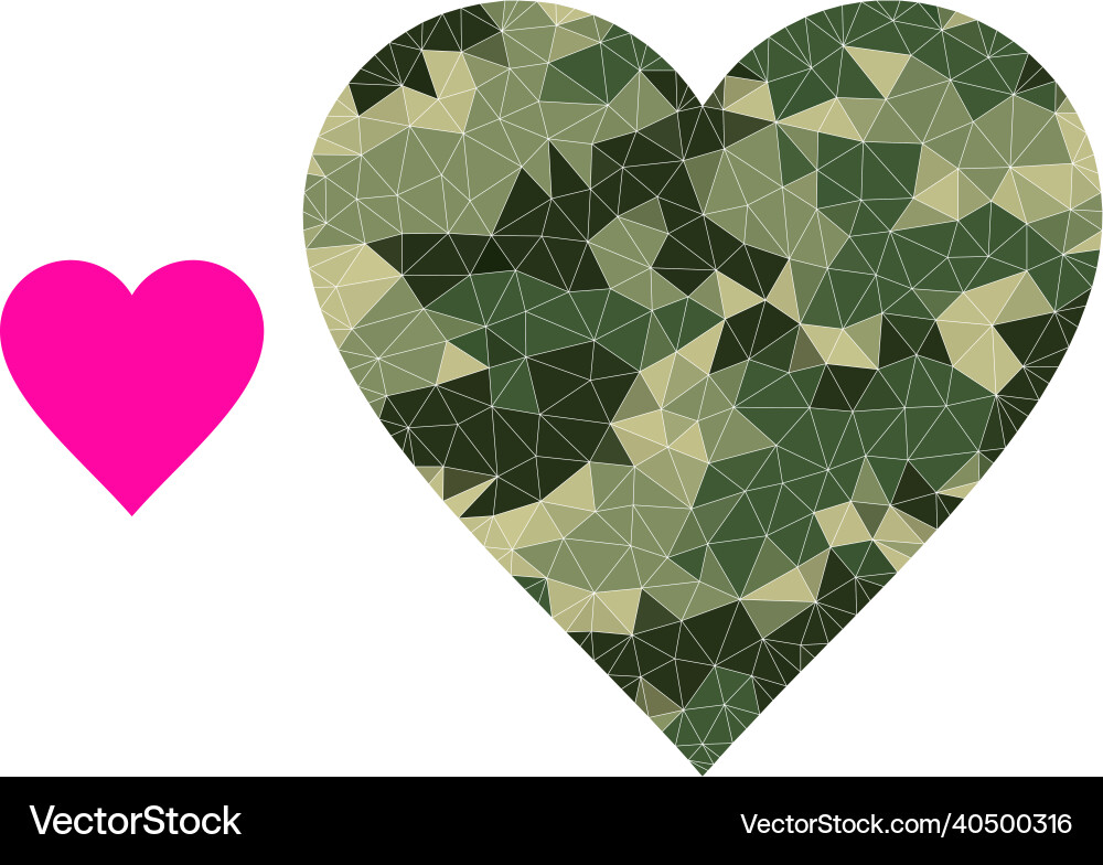 Lowpoly Mosaik Herz Ikone in camo militärische Farbe Lowpoly Mosaik Herz Ikone in camo militärische Farbe vektorbild