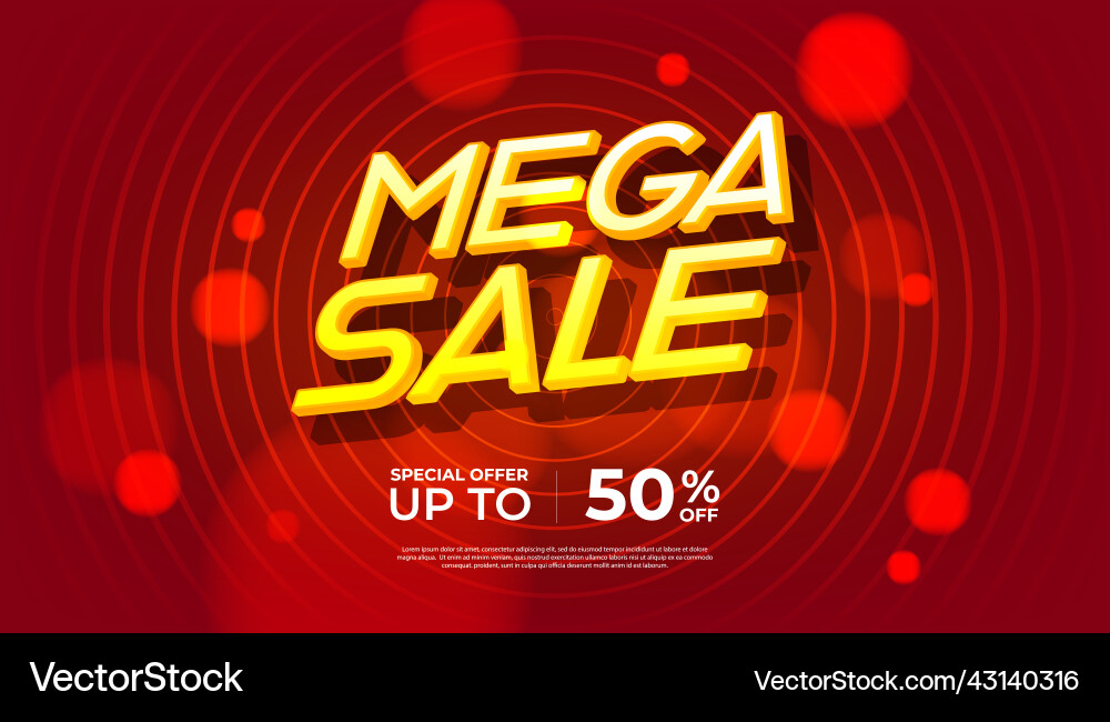 Mega sale banner red background special offers Mega sale banner red background special offers vector image