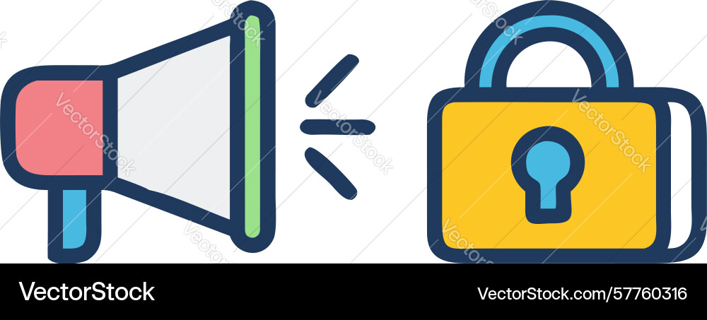 Megaphone with keyhole icon unlocking public Vector Image