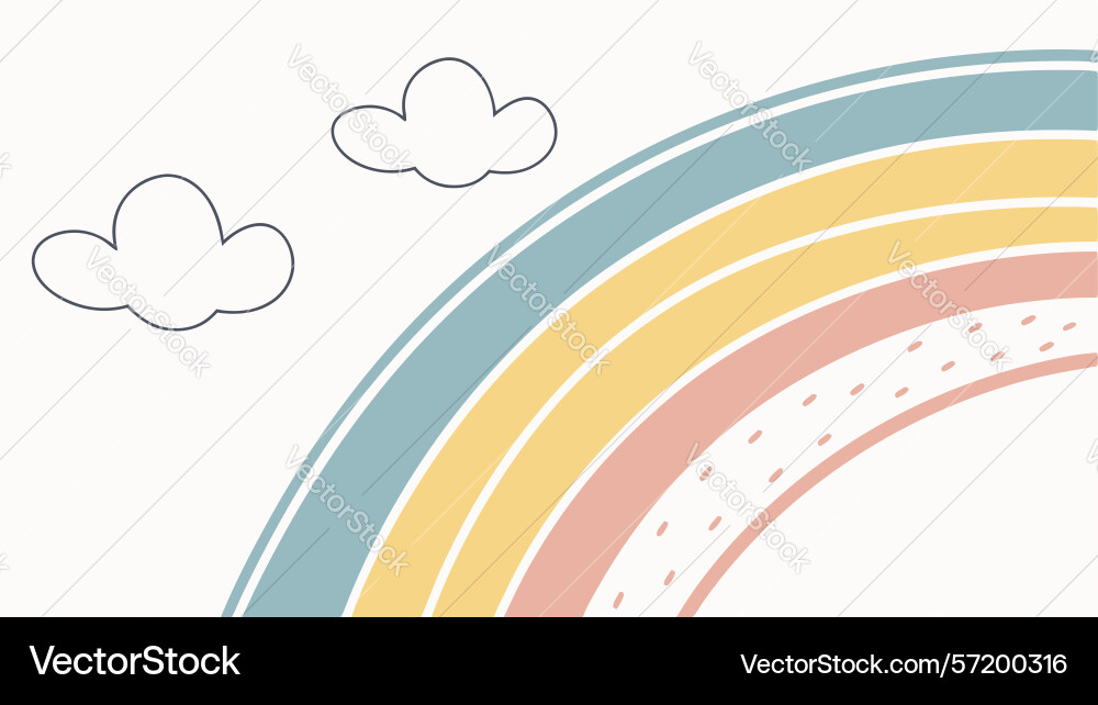 Minimalist rainbow and soft clouds design Vector Image