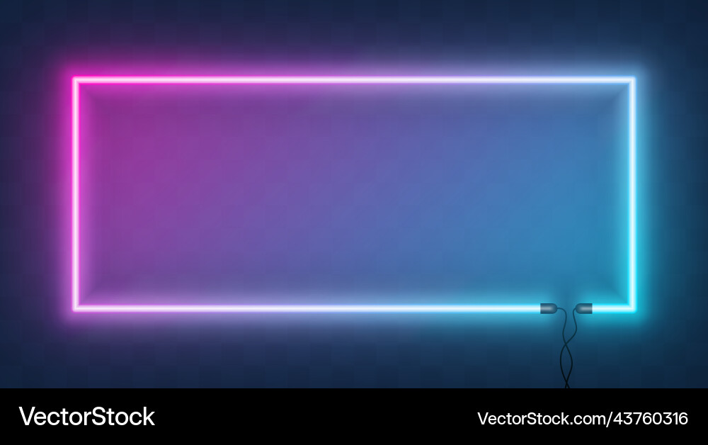 Neon horizontal rectangle frame border with wire vector image