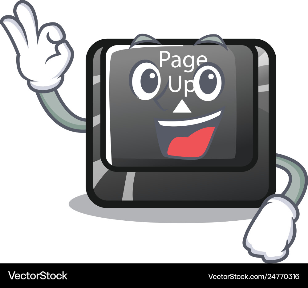 Okay button page up isolated with character vector image