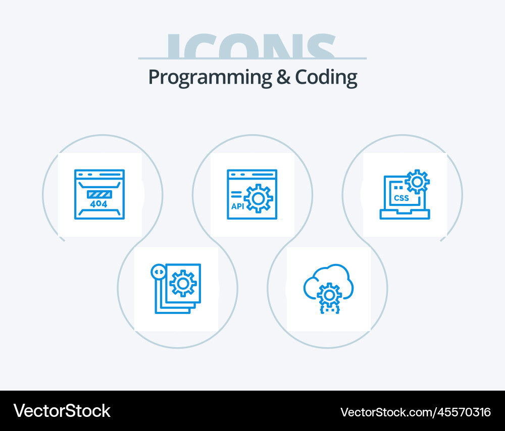 Programming and coding blue icon pack 5 Vector Image